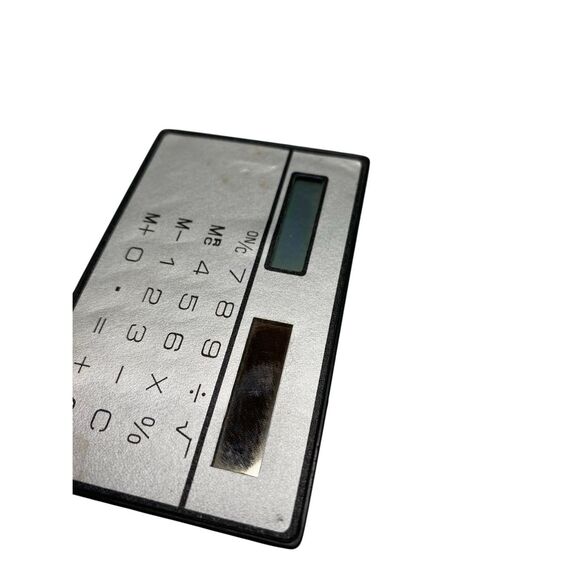 Vintage Solar Calculator Silver Black Retro Desk Gadget Collectible 1980s Style - Picture 3 of 6